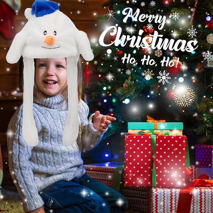 Animal Hat with Ears Moving Jumping Pop Up Beating Hat Plush Holiday Cosplay Dress Up Funny Gift for Kids