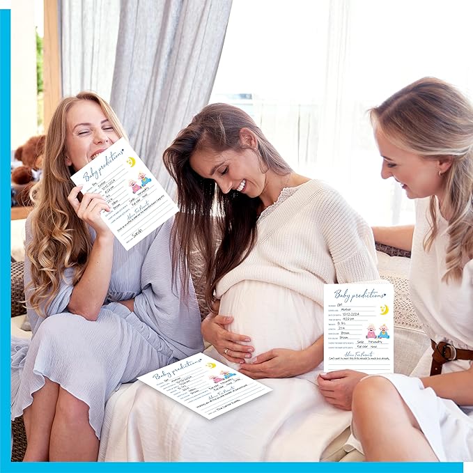 55PCS Baby Shower Games, Predictions Cards & Guess The Phrase with Answer Keys Included Fun Baby Shower Party Games Gender Neutral for Girls or Boys