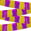 4 Packs Total 39 Ft Graduation Parade Floats for Trailer Car, Purple Gold Foil Fringe Garland Tinsel Streamers Banner Table Skirts for Graduation Homecoming Birthday Party (Purple Gold)
