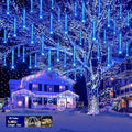 Blue Christmas Icicle Lights Outdoor: 40 Tube(Equivalent to 5 Sets of 8-Tubes) Meteor Shower Rain Lights - Waterproof Christmas Halloween Decorations for Yard Outside Tree Roof, UL Plug