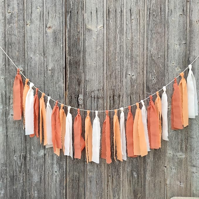 Chiffon Tsaasel Garland for Burnt Orche Coral Peach Orange Wedding Tea Party Hanging Party Decorations Birthday Bridal Baby Shower