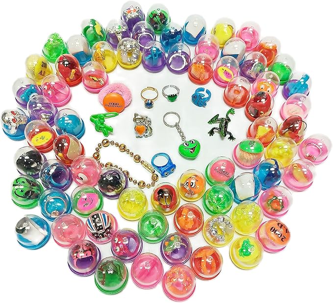 100Pcs Small Filled Toys Capsules, Party Bag Fillers, Birthday Party, Scool Rewards, Pinata's, Vending Machine for Kids