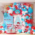 Cat Hat Themed Party Decorations 135PCS Red Blue White Balloon Arch Garland Kit Thing 1 and Thing 2 Birthday Party Decoration Dr Baby Shower Decorations