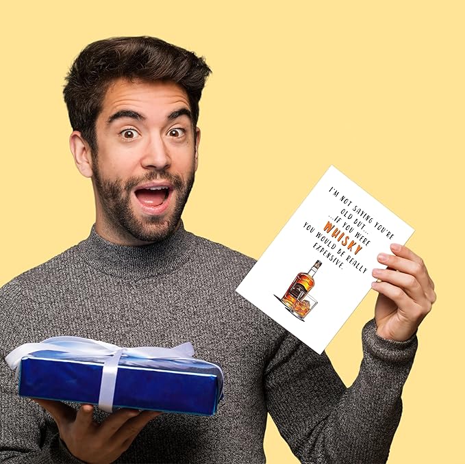 Funny Whiskey Birthday Card for Men Women or Friend, Humor Bday Card for Boyfriend Girlfriend,I'm Not Saying You're Old Cute Birthday Cards for Family 30th 40th 50th 60th 70th