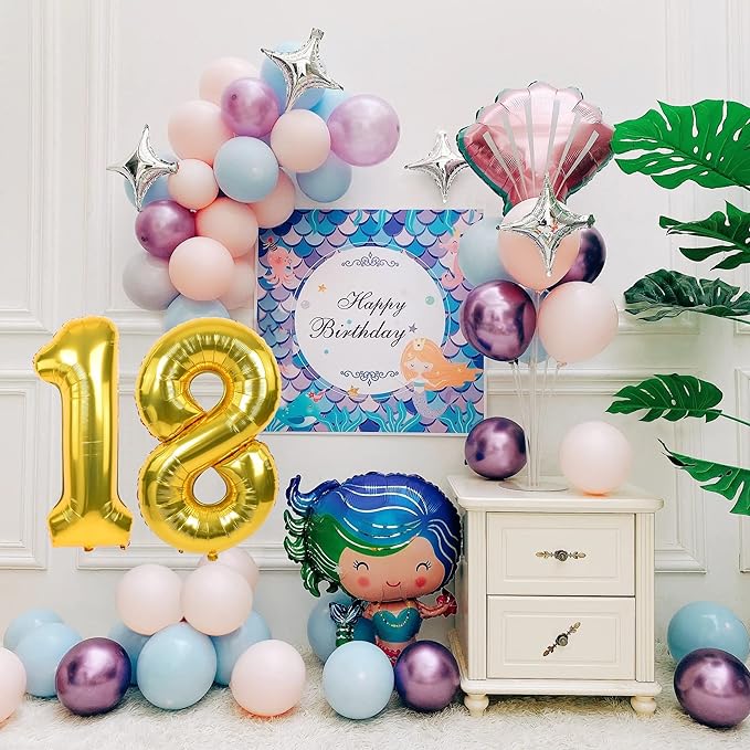 Smlpuame 40 inch Number Balloon 0-9 Gold Large Number 18 Balloons,Digital Balloons for Birthday Party Celebration Decorations Supplies, Helium Foil Number Balloons for Wedding Anniversary