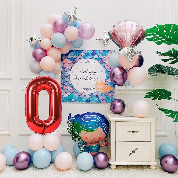 Smlpuame 40 inch Number Balloon 0-9 Red Large Number 0 Balloons,Digital Balloons for Birthday Party Celebration Decorations Supplies, Helium Foil Number Balloons for Wedding Anniversary