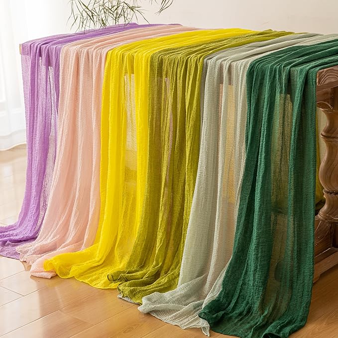 Keketoarrange Orange Spring Easter Gauze Rustic Cheesecloth Table Runner 120 Inch 10 FT for Wedding Baby Shower Bridal Shower Birthday Engagement Garden Outdoor Party Long Sheer Boho Decorations