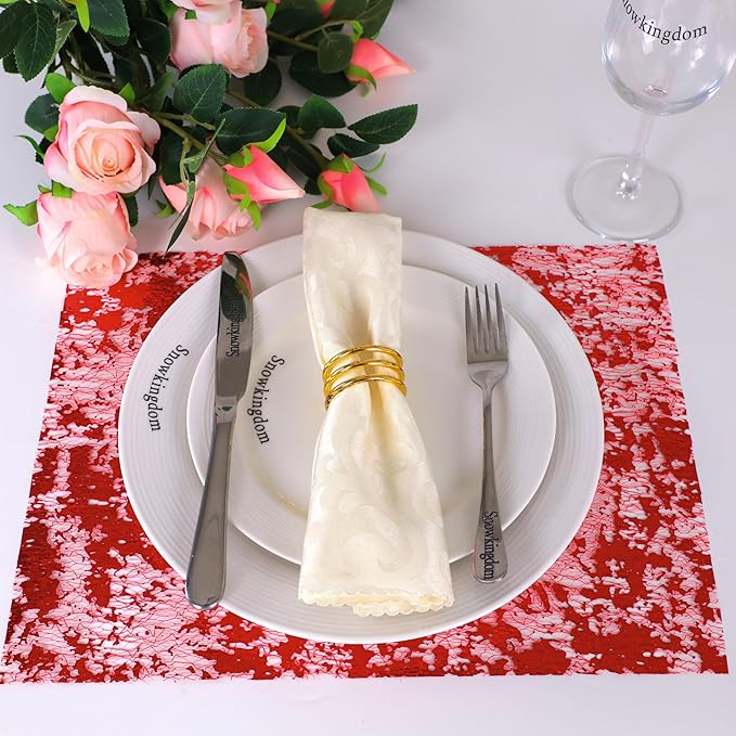 Snowkingdom Red Glitter Table Runner 11 Inch x 49 Feet Sparkle Mesh Long Runner Table Decorations for Wedding Anniversary Party, Birthday, Mother's Day