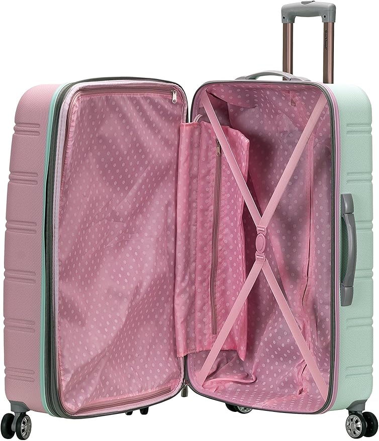 Rockland Melbourne Hardside Expandable Spinner Wheel Luggage, Checked Large 28", Mint