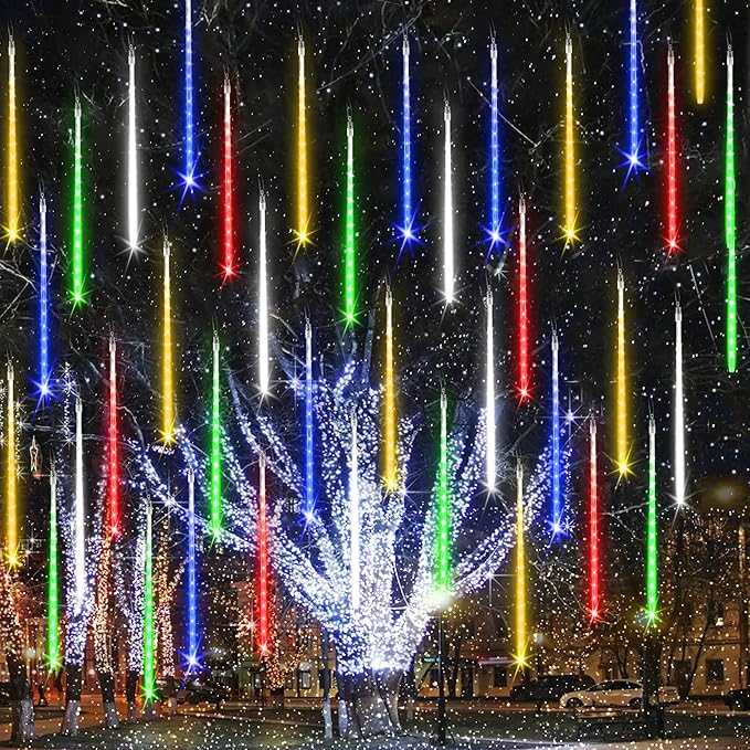 iBaycon 20 Tubes 640 LED Meteor Shower Rain Lights, 15.7 inches Cascading Icicle Lights Waterproof Outdoor, Connectable Falling Raindrop Light with Timer for Holiday Party Christmas Decorations