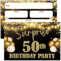 YSTEP 50th Birthday Party Invitations, 20 Black Gold Invite Cards with Envelopes, 4"x6" Foil Balloon Birthday Invites - B09