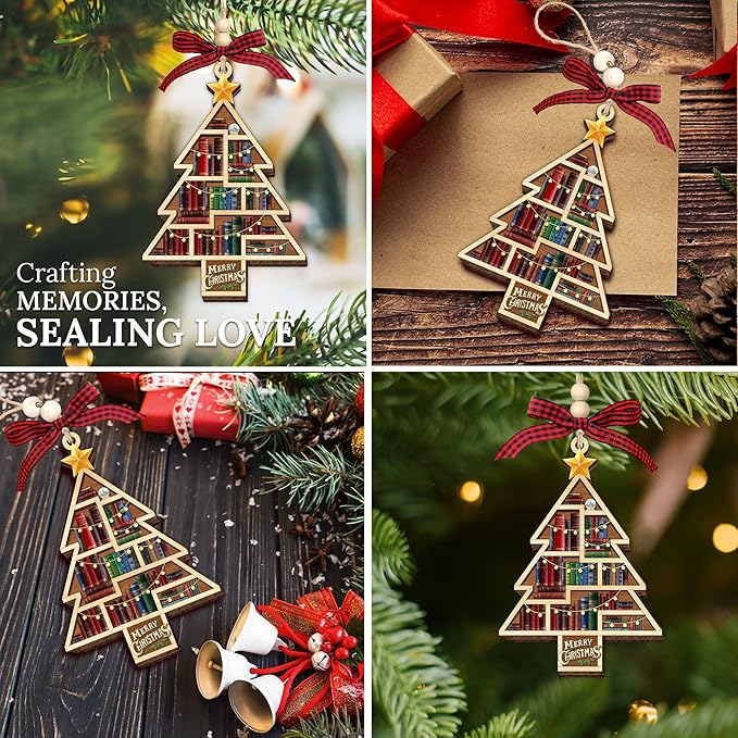 HEXMOZ Book Lover Christmas Ornaments 2025 - Book Ornaments for Christmas Tree - Book Lovers Gifts for Women - Gift Ideas for Book Lovers, Readers, Bookworms, Book Club, Bookish, Readers, Librarians