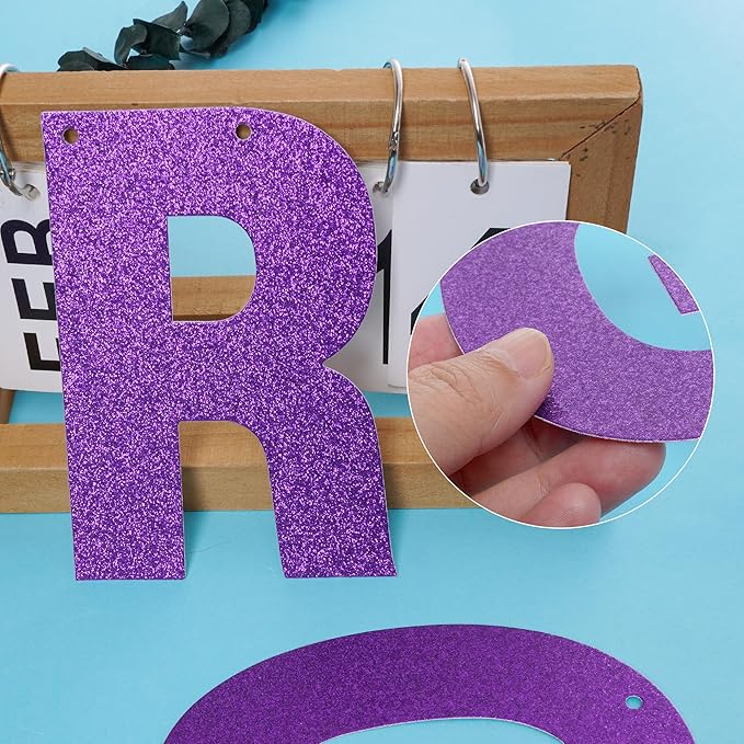 DIY Banner Kit with Letters Glitter Banner Letters Customizable Birthday Banners Graduation Banner Custom Party Hanging Banner for Graduation Wedding Party Baby Shower Decoration(Purple)