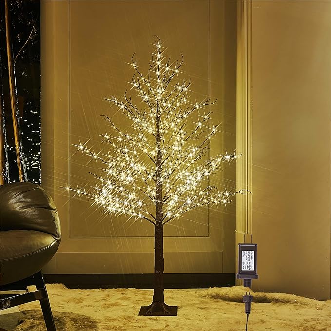LITBLOOM Lighted Brown Tree Plug in 430 LED Fairy Lights 4FT, Twig Tree with Lights for Indoor Outdoor Home Room Christmas Decoration