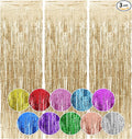 Homiest 3 Pack Champagne Tinsel Backdrop, 3.3x6.6 FT Metallic Tinsel Foil Fringe Curtains Party Decorations, Birthday Door Streamers for Baby Shower Wedding, Photo Booth Props Background Wall Decor