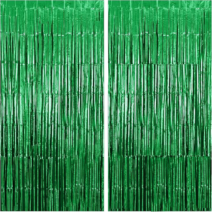KatchOn, Green Streamers - 3.2x8 Ft, Pack of 2 | Green Backdrop for Dinosaur Birthday Decoration | Door Streamers for Jungle, Safari Party, Cinco De Mayo Decorations | Graduation Decorations 2026