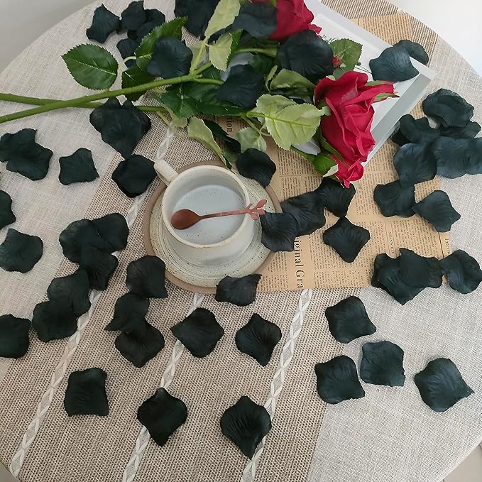 Pre-Separated Black Rose Petals,1500 Pcs Black Flower Petals,Fake Rose Petals for Weddings,Valentin Day,Party,Romantic Decorations(Ready-to-use)