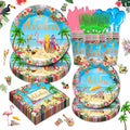Hawaiian Luau Party Supplies Tableware Set - Tropical Flamingo Decorations Include Plates, Napkins, Cups, Cutlery, for Summer Beach Aloha Theme Party Supplies | Serves 24