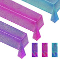Purple & Blue & Fuchsia Red Holographic Tablecloth 40" x 108" Party Decoration Valentine's Day Birthday Party Table Decor Iridescence Plastic Table Cloth for Halloween Bachelorette Supplies