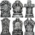 JOYIN 15.7” Halloween Decorations Outdoor Graveyard Tombstones, 6 Pcs Skeleton RIP Plastic Gravestones Halloween Decor with 12 Metal Stakes for Yard Lawn Garden Prop, Party Decor Supplies