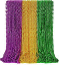 12PCS Mardi Gras Beads, Green Purple Gold Mardi Gras Metallic Costumes Necklaces Bulk, Mardi Gras Beads Necklace Costumes Accessory Sets for Parade Throws Party Decorations Favor Supplies