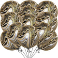KatchOn, Black and Gold Marble Balloons - Big 22 Inch, Pack of 12 | 4D Marble Black and Gold Balloons for Birthday Party Decorations | Agate Balloons for Retirement, Dance Party Decorations