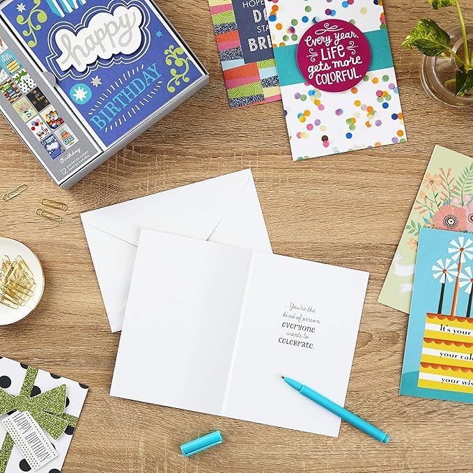 Hallmark Assorted Birthday Greeting Cards (12 Cards and Envelopes)