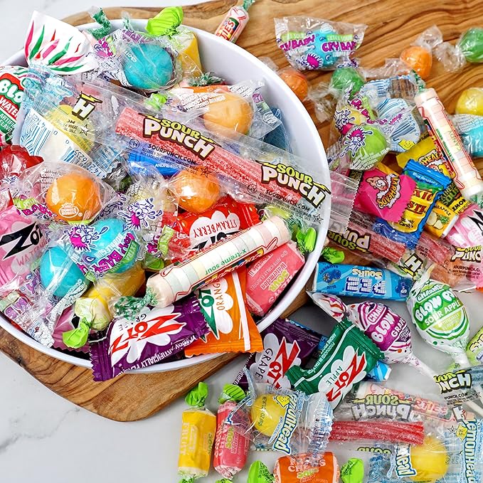 Sour Candy Variety Pack, 2 Pound Sour Candy Mix, Individually Wrapped Bulk Candies, Party Mix Assortment, Pinata Stuffers, Candies For Goodie Bags