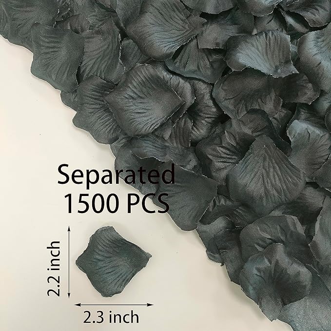 Pre-Separated Black Rose Petals,1500 Pcs Black Flower Petals,Fake Rose Petals for Weddings,Valentin Day,Party,Romantic Decorations(Ready-to-use)