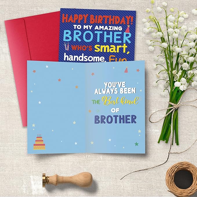 Funny Brother Birthday Card, Best Brother Greeting from Sisters or Brothers, Heartfelt Appreciative Birthday Card Gift for Him Men