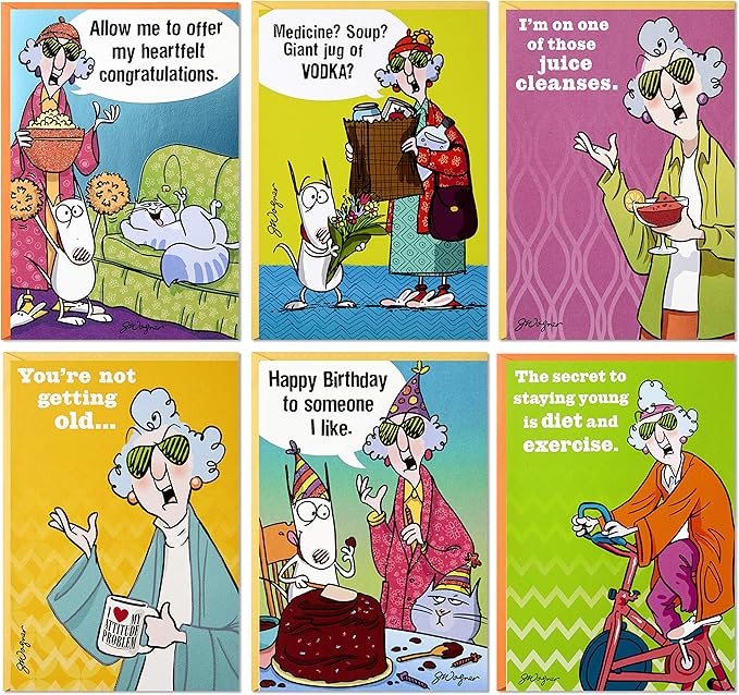 Hallmark Shoebox Maxine All Occasions Card Assortment (6 Cards with Envelopes), Model:1599RZG1001