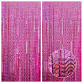 KatchOn, Large Laser Pink Backdrop Curtain - 3.2x8 Feet, Pack of 2 | Laser Pink Fringe for Birthday Wedding Engagement Party Decorations | Graduation Backdrop for Graduation Decorations 2025
