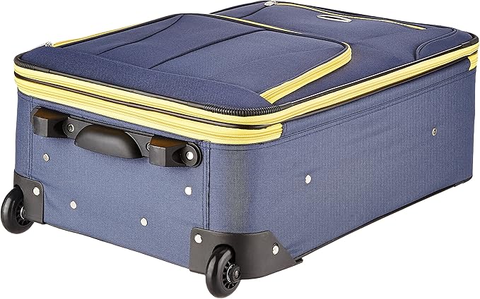Rockland Fashion Softside 4 Piece Luggage Set, Expandable, (14" Tote/19"/24"/28"), Navy