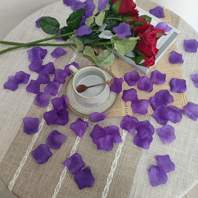 1500 PCS Pre-separated Artificial Purple Rose Petals for Romantic Night for her Set,Faux Purple Flower Petals for Flower Girl,Weddings,Valentine Day,Party,Romantic Decoration(Ready-to-use)