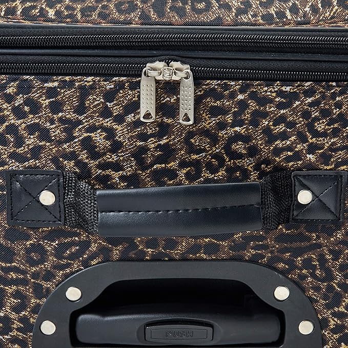 Rockland Fashion Softside 4 Piece Luggage Set, Expandable, (14" Tote/19"/24"/28"), Leopard