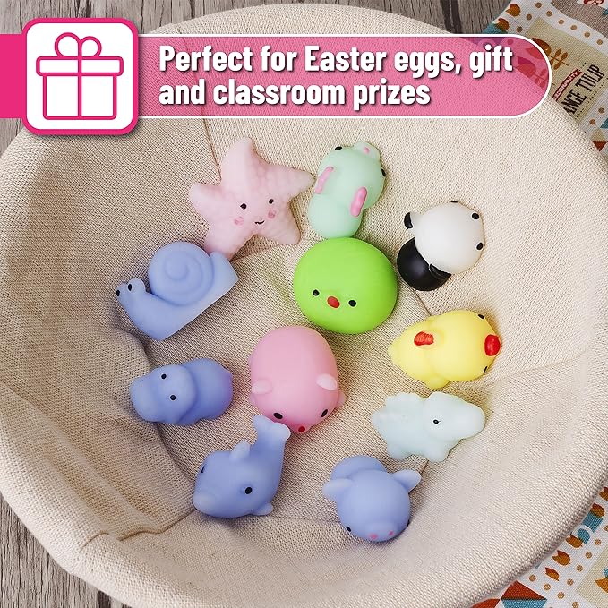 Mr. Pen- Pastel Animal Squishy Toys, 12 Pack, Washable Twistable Stretchy Squishies, Soft Stress Relief Sensory Toys for Squeezing,, Party Favors & Classroom Rewards, Easter Egg Fillers