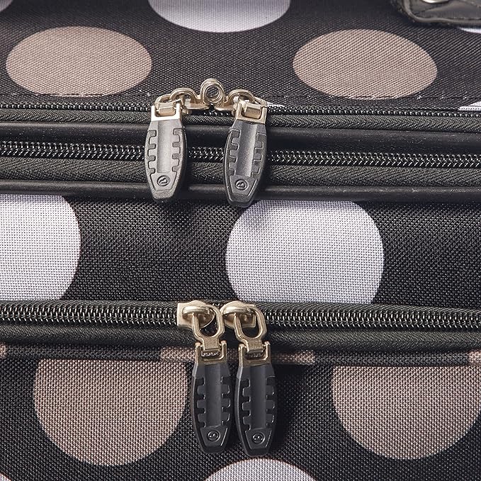 Rockland Fashion Softside 4 Piece Luggage Set, Expandable, (14" Tote/19"/24"/28"), Black Dot