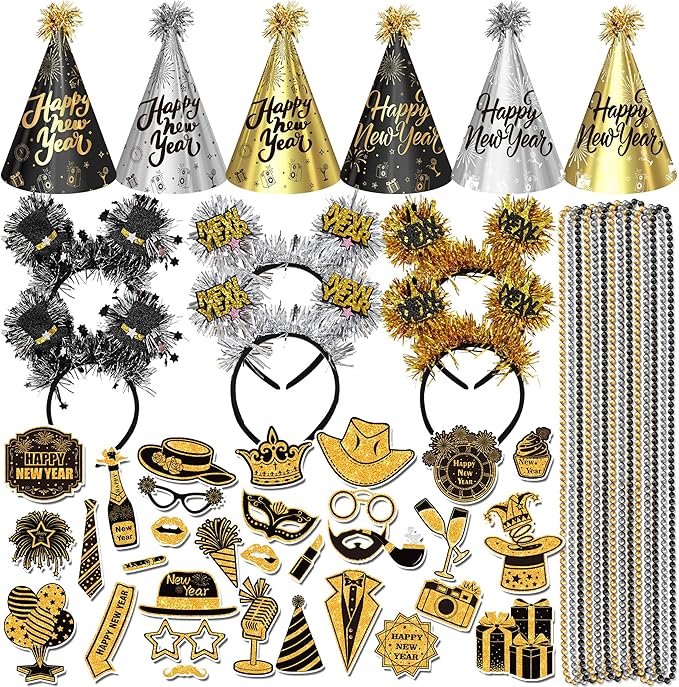 2026 New Years Eve Party Hats Kit - Happy New Years Paper Hats Eve Party Supplies for Adults Celebration Decoration