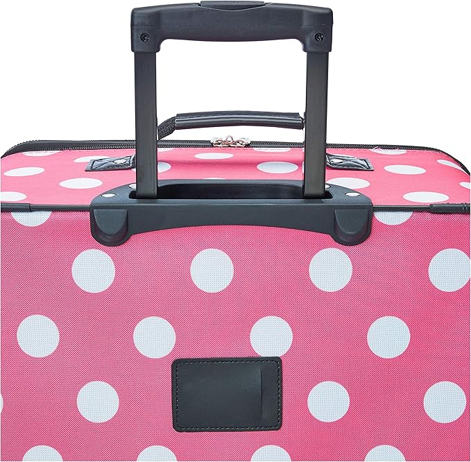Rockland Polka Softside Upright Luggage Set, Expandable, Lightweight, Pink Dots, 4-Piece (14/19/24/28)