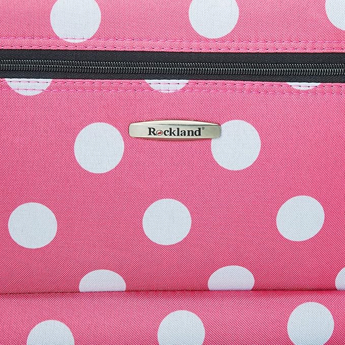 Rockland Polka Softside Upright Luggage Set, Expandable, Lightweight, Pink Dots, 4-Piece (14/19/24/28)