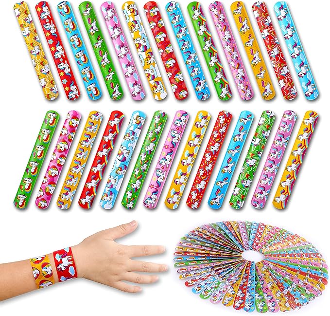 Giraffe 50 Pack Unicorn Slap Bracelets for Kids - Easter Eggs Fillers for Goody Bag - Easter Eggs Stuffers Bulk - Easters Basket Stuffers for kids Party Favors