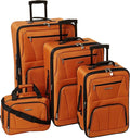 Rockland Fashion Softside 4 Piece Luggage Set, Expandable, (14" Tote/19"/24"/28"), Orange