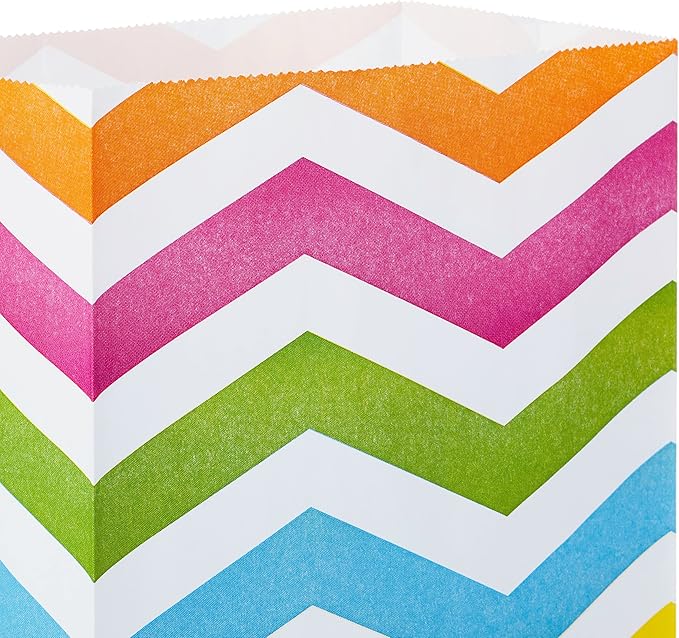 Hallmark Spring Pastel Party Favor and Wrapped Treat Bags, Assorted Designs (30 Ct., 10 Each of Chevron, Dots, Stripes) for Baby Showers, Birthdays, Easter, Mothers Day, Care Packages, May Day